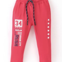 Olio Kids Looper Full Length Lounge Pant Text Printed - Tomato Red-image-12