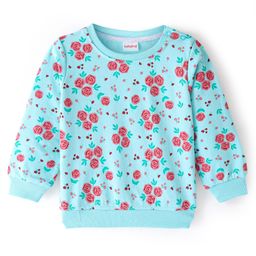 Babyhug Cotton Full Sleeves Sweatshirt With All Over Floral Print - Blue-image-61