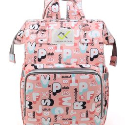 House of Quirk Baby Diaper Bag Pink Alphabet Print - Multicolor-image-71