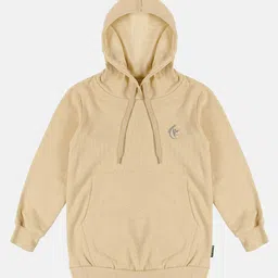 Kiddopanti Full Sleeves Solid Hooded Sweatshirt  - Beige-picture-1