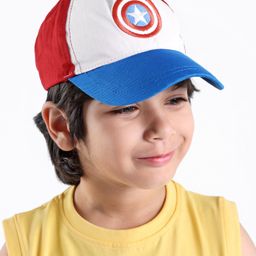 Babyhug Marvel Cotton Summer Cap With Captain Amercia Graphics - Multicolour-picture-22
