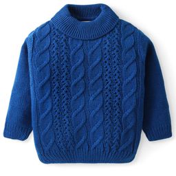Babyhug Knitted Full Sleeves Pullovers Sweater With Cable Knit Design - Navy Blue-24