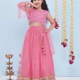 AJ Dezines Sleeveless Sequin EmbellishedLehenga Choli - Pink-image-2