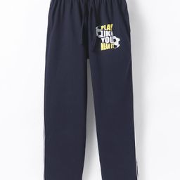 Taeko Single Jersey Knit Full Length Lounge Pant With Text Print - Navy-image-78
