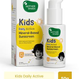 Mother Sparsh Baby Sunscreen with Natural Oatmeal & Zinc Daily Active Mineral Based Baby Sunscreen Lotion with SPF 50 Broad Spectrum UVA/UVB Protection Water & Sweat Resistant - 50 g-image-57