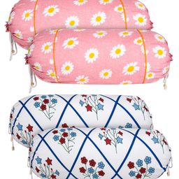 Kuber Industries Bolster Cover | Cotton Masand Pillow Cover | Diwan Round Bolster Pillow Covers | Bolster Cushion Pillow Cover Set | Roll Masand Cover for Home Decor | Pack of 4 | Multicolor-98