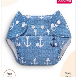 Babyhug Free Size Reusable Cloth Diaper Without Inserts Anchor Print - Blue-0