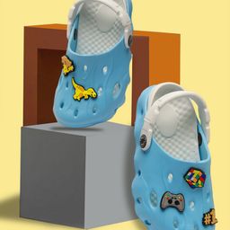 PASSION PETALS Dinosaur Applique Detailed Perforated Clogs - Sky Blue-image-48