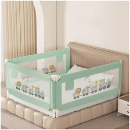 Kids Station All-Round Bed Safety Rail 3 Side, Green (192 x 150 cm) Baby Bed Protector with Storage Pocket, Foldable & Adjustable, Expertly Developed for Queen Size Bed (6.3ft x 5ft)-picture-44
