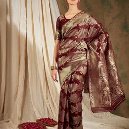 DIVASTRI Woven Design Zari Silk Blend Designer Banarasi Saree-image-56