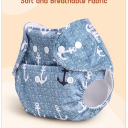 Babyhug Free Size Reusable Cloth Diaper Without Inserts Anchor Print - Blue image 2