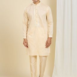 Be Desi Men Floral Embroidered Regular Thread Work Kurta with Pyjamas-52