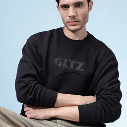 glitchez Paneled Printed Applique Detail Relaxed Sweatshirt-picture-40