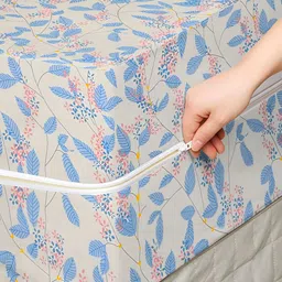 VAS COLLECTIONS Blue Cotton Breathable Single Bed Mattress Protector-picture-45