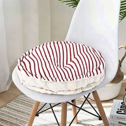 Kuber Industries Maroon & Grey 6 Pieces Printed Sitting Chair Cushion Pads-13