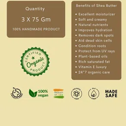 VEDANUM Set Of 3 Shea Butter & Milk Cream Natural Handmade Soaps 75gm Each image 3