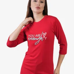 AgAtelier Women Typography Printed Cotton T-shirt-image-51