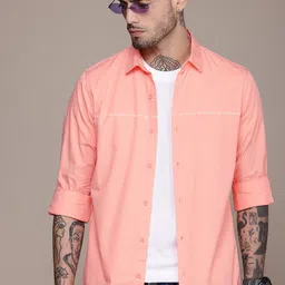 WROGN Pure Cotton Minimal Printed Slim Fit Opaque Casual Shirt-image-33
