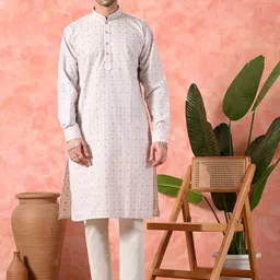 7 GEN Men Floral Printed Regular Kurta with Pyjamas-picture-10