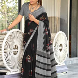 Panzora Ethnic Motifs Printed Block Print Saree-picture-18