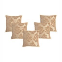 Saral Home Gold-Toned 5 Pieces Ethnic Motifs Square Cushion Covers-55