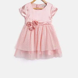 Palm Tree Girls Peach-Coloured Layered Fit & Flare Dress-image-24