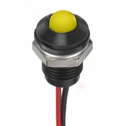 RS PRO Yellow Panel Mount Indicator 12V DC, Mounting Hole Size 8 mm, Termination Type Lead Wires, IP Rating IP67, Model No 1329135-15