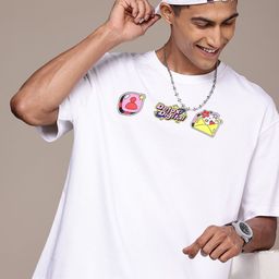 WROGN X NETFLIX Graphic Printed Drop-Shoulder Sleeves Pure Cotton Oversized T-shirt-image-97