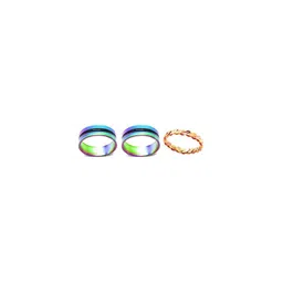 Dynamic Retail Global Set of 3 Rings for Men & Women, Multicolor-Gold Alloy Ring ()-25