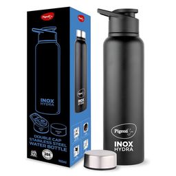 Pigeon Black Stainless Steel Solid Single Wall Vacuum Water Bottle-image-89