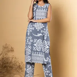 Readiprint Ethnic Motifs Printed Round Neck Pure Cotton Straight Kurta With Trouser-image-13