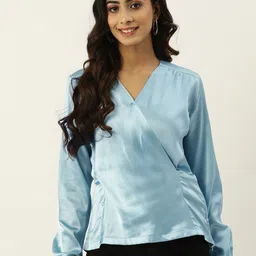 IX IMPRESSION Satin Wrap Top-image-58