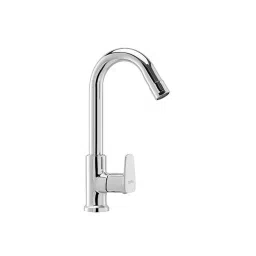 CERA VINE Sink Cock with Swivel Spout Quarter Turn Table Mount Silver, F1020301-42