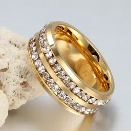 Fashion Frill Gold-Plated AD Studded Finger Ring-19