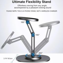 RIGGEAR Premium Magnetic Phone Stand for Desk, with 360° Rotating, Non-Slip Base, Foldable Metal Stand for Mobile/Tablet/iPad Compatible with MagSafe iPhones and Android Phones (NOT A Charger) image 2