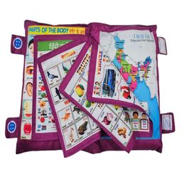 ADKD Kids Learning Pillow Cum Cloth Book Purple (Design May Vary) - English Hindi-image-21