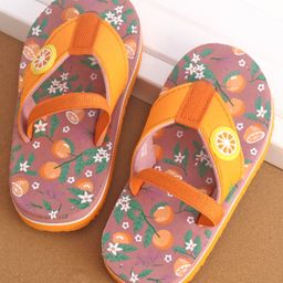 Cute Walk by Babyhug Back Strap Closure Fruit Graphic & Applique Flip Flops - Peach-image-2