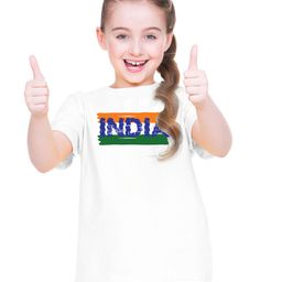 BRATMA Independence Day Half Sleeves India Text Printed T Shirt - White-image-29