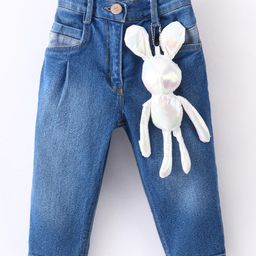 Little Kangaroos 100% Cotton Full Length Mom Fit Jeans Bunny Applique - Light Blue-picture-47