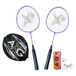 AXG Durable Stylish Design With 3 Feather Shuttles And Cover Badminton Kit (Purple)-10