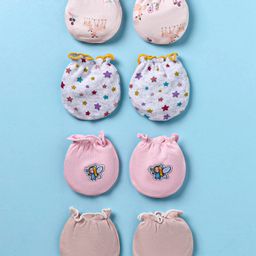 Ben Benny Interlock Kit Pair of Mittens with Deer Star Print & Fairy Patch Pack of 4 - Light Pink & Grey-image-27