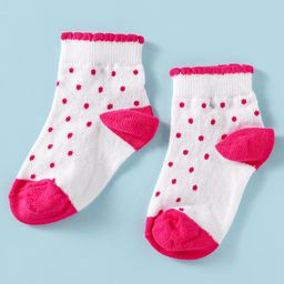Mustang Knit Ankle Length Socks With Polka Dot Design - White-image-117