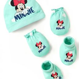 Babyhug Disney 100% Cotton Cap Mittens & Booties Set With Minnie Mouse Graphics Turquoise - Diameter 10.5 cm-image-79
