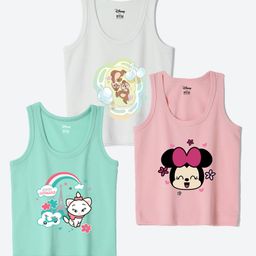 Wear Your Mind Cotton Blend Knit Pack Of 3 Disney Featuring Sleeveless Chipmunks & Minnie Mouse Printed Vests - Multi Colour-image-81
