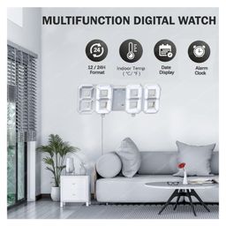 FunBlast Digital LED Light Clock Alarm Clock with USB Wire  White image 2