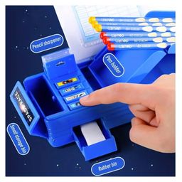 Elecart Astronaut Space-Suit Multi-Functional Pop out Pencil Case with with Sharpener, Password Lock, Schedule, Whiteboard - Blue image 2