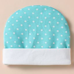 Ben Benny Interlock Knit Cap Mitten & Booties Set with Polka Dots Prints Aqua Blue - Diameter 10.5 cm image 2