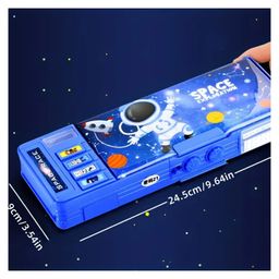 Elecart Astronaut Space-Suit Multi-Functional Pop out Pencil Case with with Sharpener, Password Lock, Schedule, Whiteboard - Blue image 4