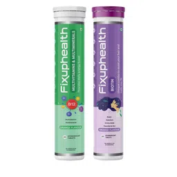 Fixuphealth Set Of 2 Biotin Selenium Effervescent & Multivitamins Tablets -20 Tab Each image 1