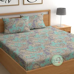 CG HOMES Green & Beige 180 TC Queen Bedsheet with 2 Pillow Covers-picture-41